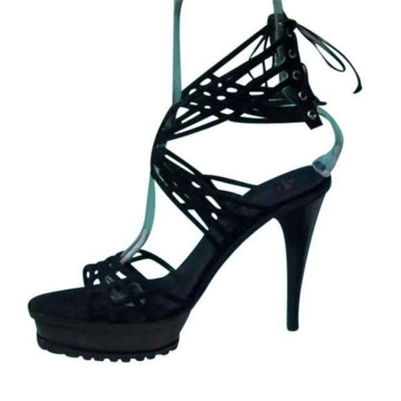 Donald Pliner Black Suede Leather 1.5" Platform Shoe 5" Heel Lug Sole $495 NWT - Picture 2 of 5